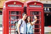 Famous red telephone boxes in London Famous red telephone boxes in London